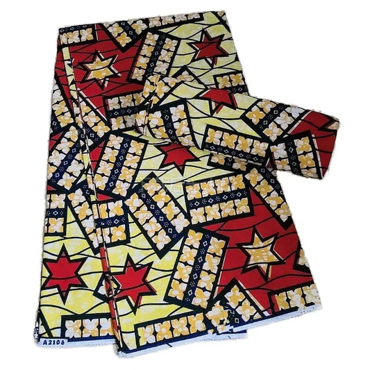 Tissu Wax Africain 100% Coton – Imprimé Authentique, 6 Yards