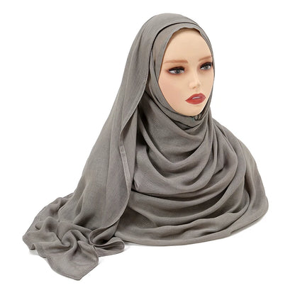 Hijab Modal Coton Rayon – Grand Foulard Islamique Uni Pour Femme 200×85 cm