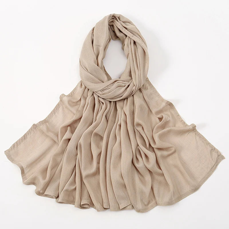 Hijab Modal Coton Rayon – Grand Foulard Islamique Uni Pour Femme 200×85 cm