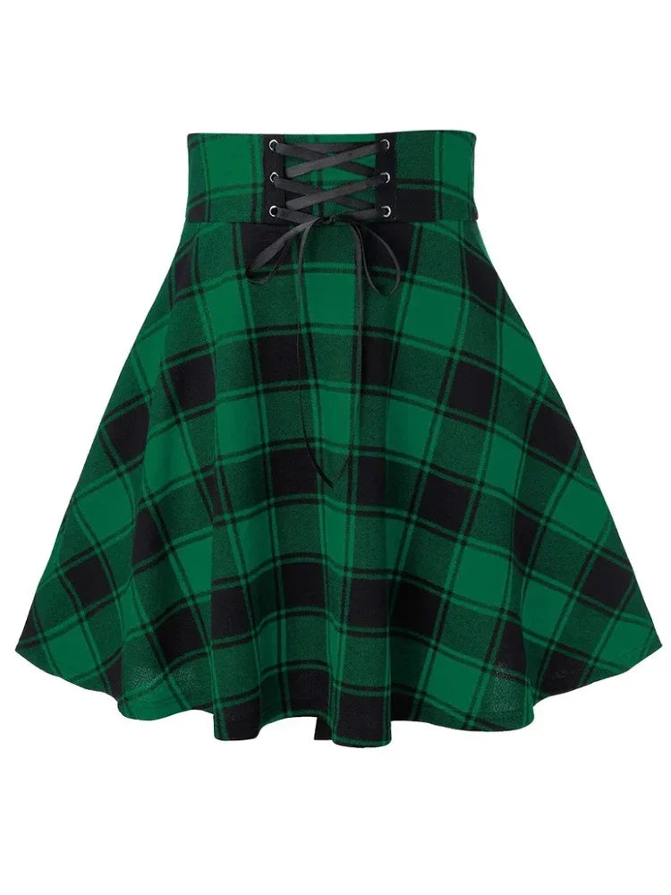 Mini Jupe Écossaise Plissée Gothique Femme – Style Punk Rétro Carreaux, Hip Hop Streetwear Printemps Été S à XXL