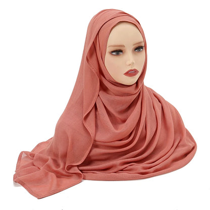 Hijab Modal Coton Rayon – Grand Foulard Islamique Uni Pour Femme 200×85 cm