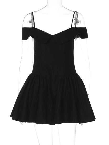 Mini Robe Bouffante Épaules Dénudées Dos Nu – Fermeture Zip, Sexy & Élégante