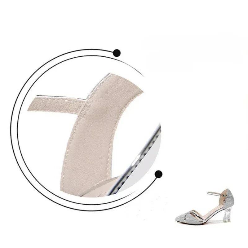 Sandales Talons Fins Femme – Bout Pointu, Boucle & Paillettes
