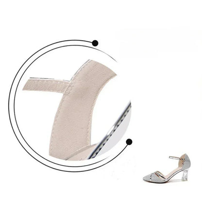 Sandales Talons Fins Femme – Bout Pointu, Boucle & Paillettes