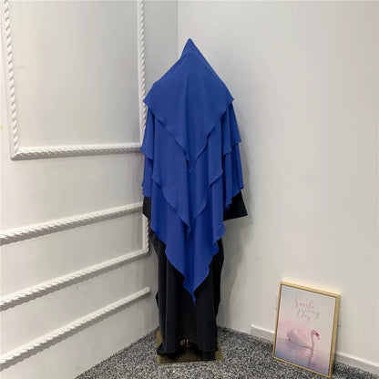 Khimar 3 Couches Niqab – Hijab Instanté Prière, Abaya Femme Voile Islamique Ramadan Djellaba