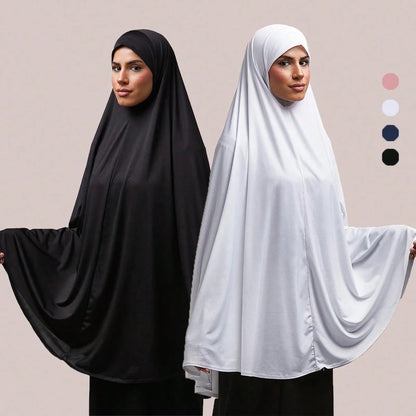Abaya Femme Couverture Intégrale – Hijab Long Châle Coton Premium, Robe Prière Ramadan Couleur Unie