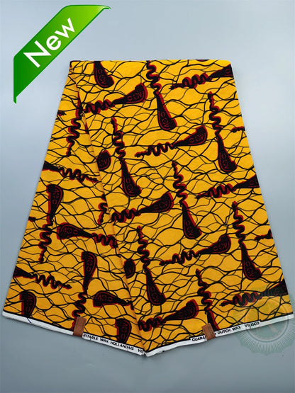 Tissu Wax Hollandais Véritable 100% Coton – Pagne Africain, 6 Yards