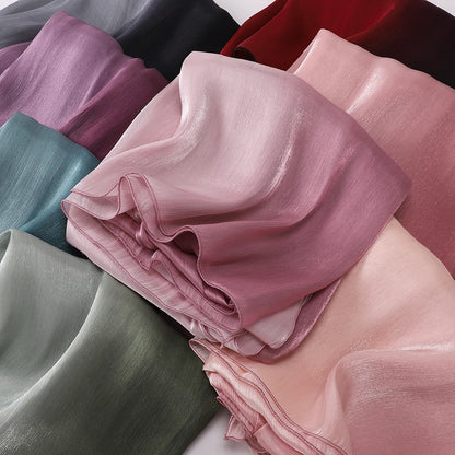 Hijab Satin Bicolore Dégradé – Foulard Islamique Élégant Pour Mariage & Occasions Spéciales