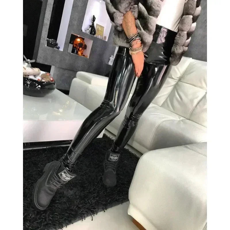Women's High-Waisted Faux Leather Leggings — Shaping & Sexy