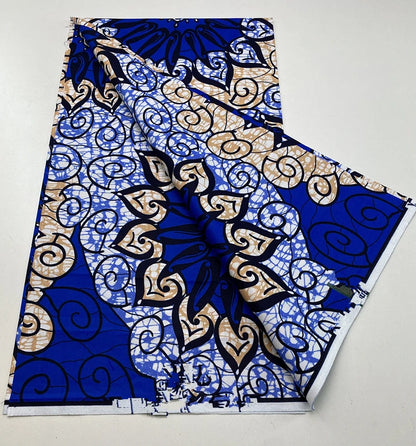 Tissu Wax Africain 100% Coton – Imprimé Authentique, 6 Yards