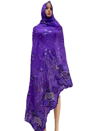 Foulard Islamique 100% Coton Brodé – Hijab Châle Style Dubaï | Toutes Saisons