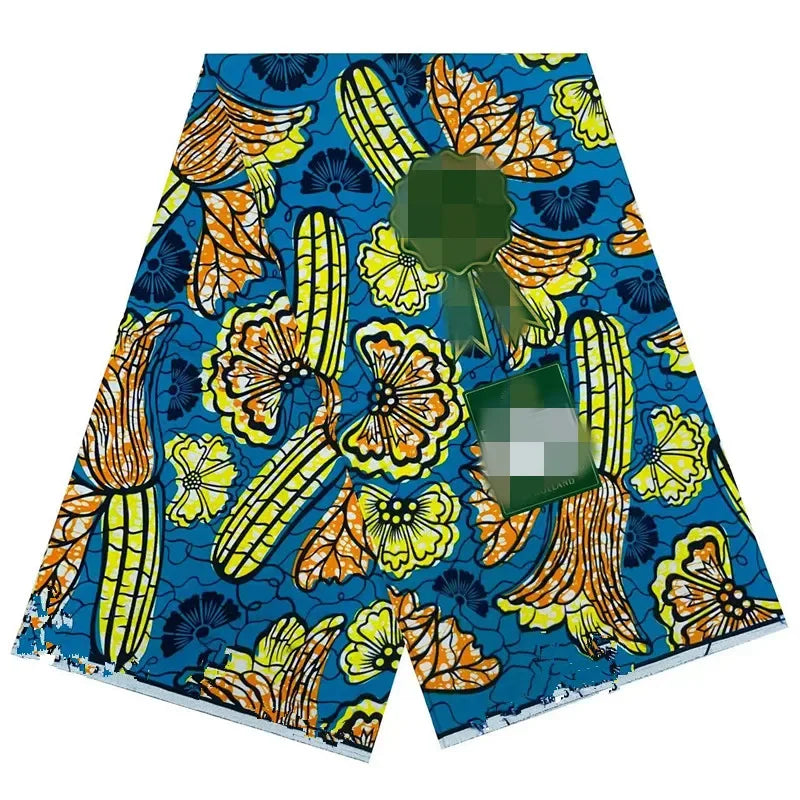 Tissu Wax Africain 100% Coton – Imprimé Authentique, 6 Yards