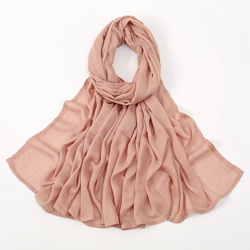 Hijab Modal Coton Rayon – Grand Foulard Islamique Uni Pour Femme 200×85 cm