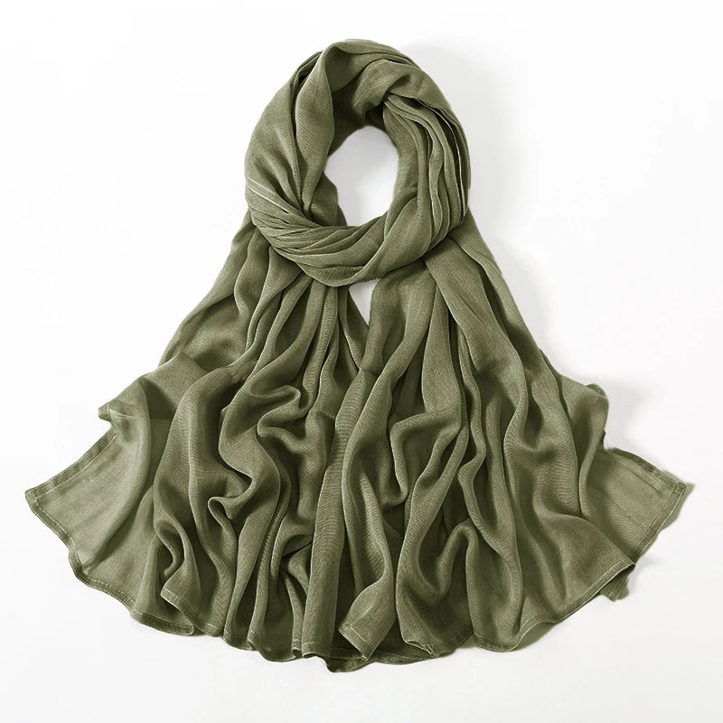 Hijab Modal Coton Rayon – Grand Foulard Islamique Uni Pour Femme 200×85 cm