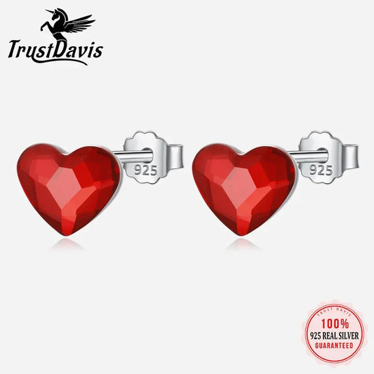 Boucles d'Oreilles Clous Cœur – Argent 925 & Zircon