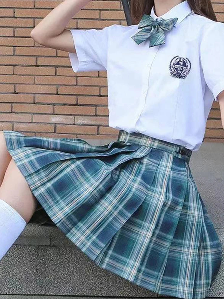 Zoki Plaid Women Pleated Skirt Bow Knot Summer High Waist Preppy Girls Dance Mini Skirt Cute a Line Harajuku Sexy Japan Faldas