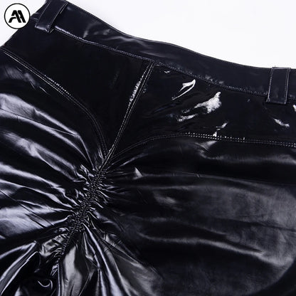 Women's Faux Leather Leggings – High Waisted Shaping Push-Up, Skinny Sports Yoga Pants