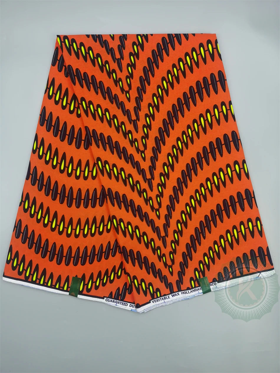 Tissu Wax Hollandais Véritable 100% Coton – Pagne Africain, 6 Yards