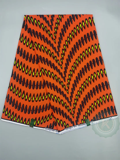 Tissu Wax Hollandais Véritable 100% Coton – Pagne Africain, 6 Yards
