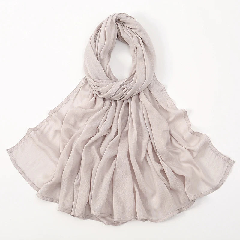 Hijab Modal Coton Rayon – Grand Foulard Islamique Uni Pour Femme 200×85 cm