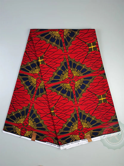Tissu Wax Hollandais Véritable 100% Coton – Pagne Africain, 6 Yards