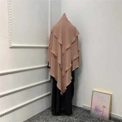 Khimar 3 Couches Niqab – Hijab Instanté Prière, Abaya Femme Voile Islamique Ramadan Djellaba