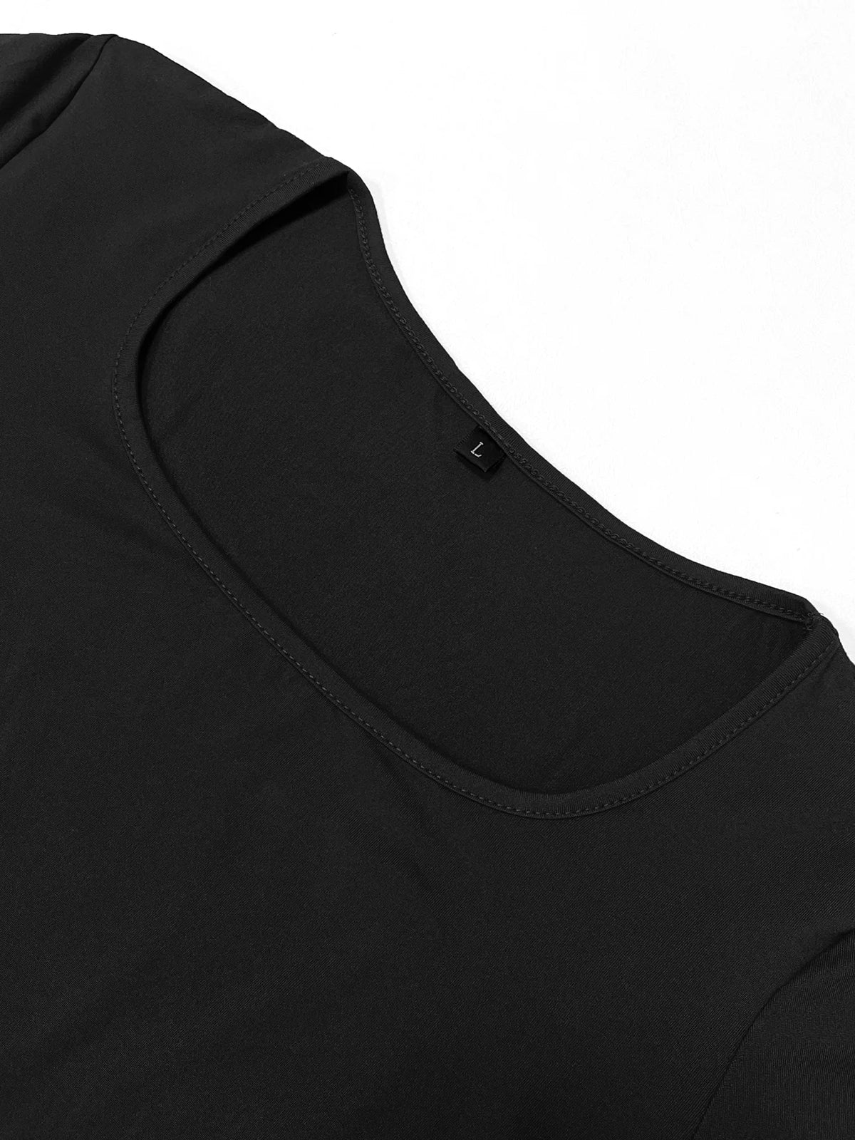 Robe Longue Bodycon Col Carré Manches Longues – Basique Minimaliste Chic