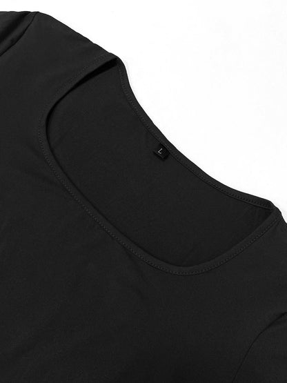 Robe Longue Bodycon Col Carré Manches Longues – Basique Minimaliste Chic
