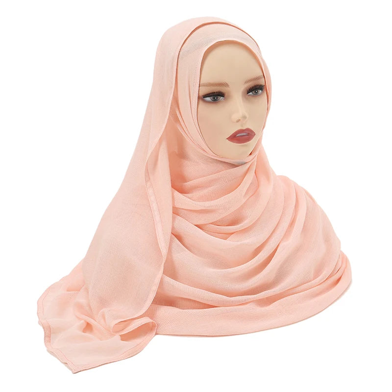 Hijab Modal Coton Rayon – Grand Foulard Islamique Uni Pour Femme 200×85 cm