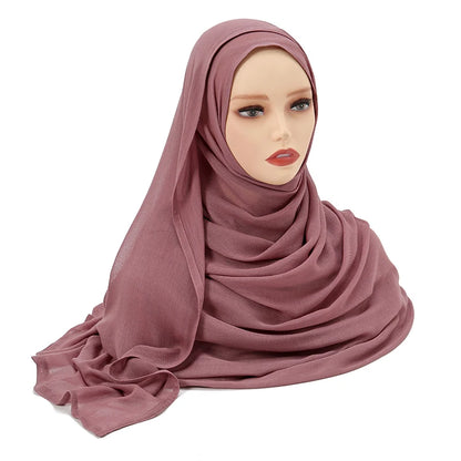 Hijab Modal Coton Rayon – Grand Foulard Islamique Uni Pour Femme 200×85 cm