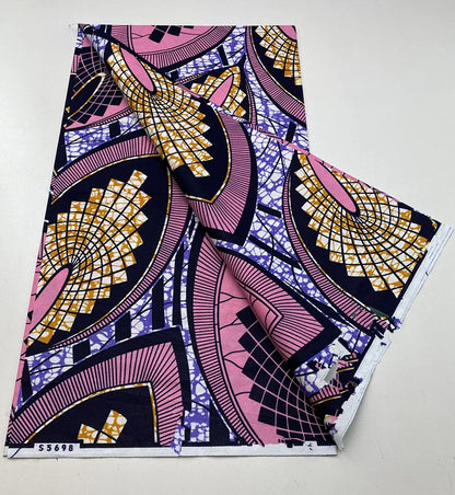 Tissu Wax Africain 100% Coton – Imprimé Authentique, 6 Yards