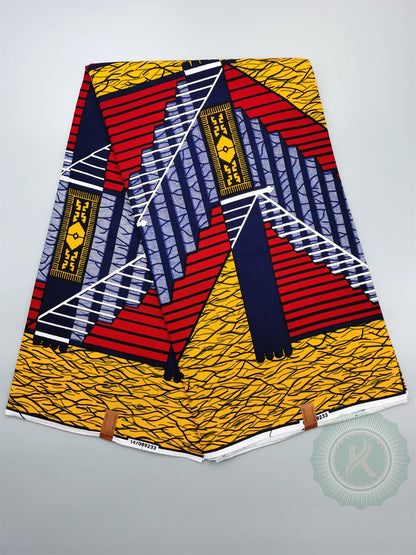 Tissu Wax Hollandais Véritable 100% Coton – Pagne Africain, 6 Yards