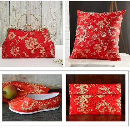 Tissu Brocart Jacquard Imitation Soie – Floral, Couture & DIY (75 cm de large)