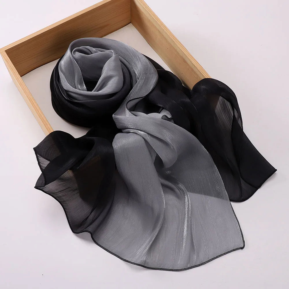 Hijab Satin Bicolore Dégradé – Foulard Islamique Élégant Pour Mariage & Occasions Spéciales