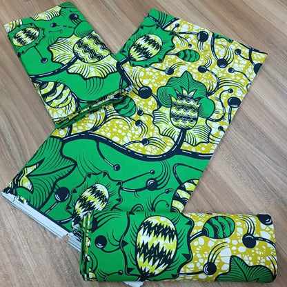 Tissu Wax Africain 100% Coton – Imprimé Authentique, 6 Yards
