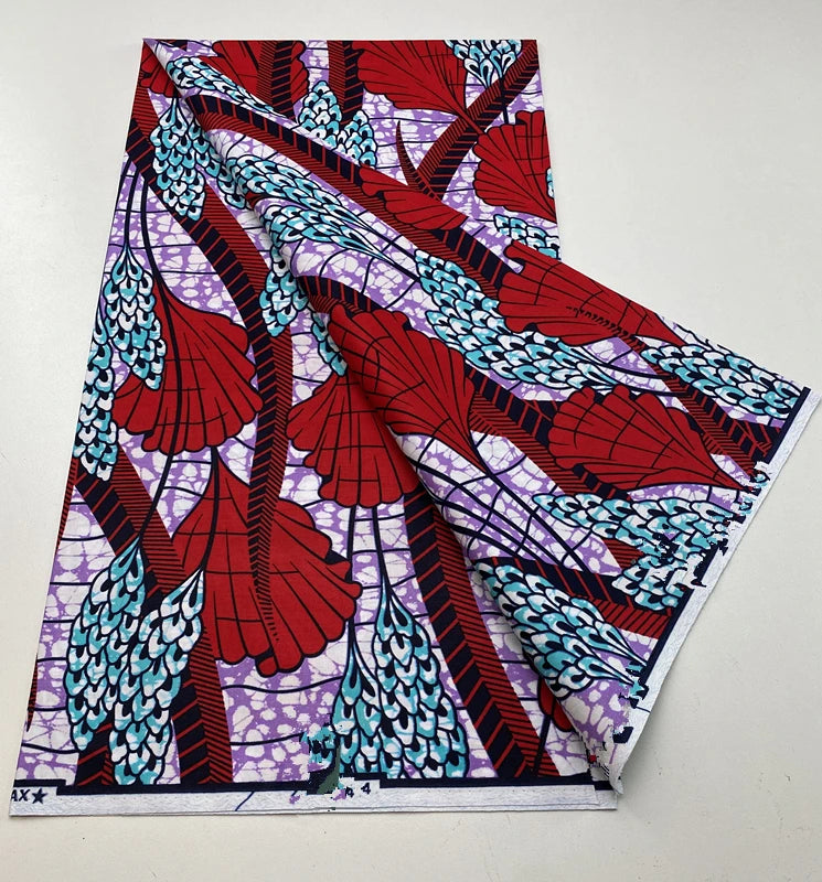 Tissu Wax Africain 100% Coton – Imprimé Authentique, 6 Yards