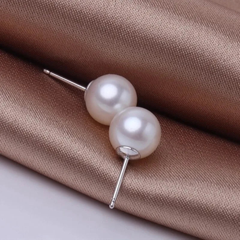 Boucles d'Oreilles Clous Perle d'Eau Douce – Argent 925