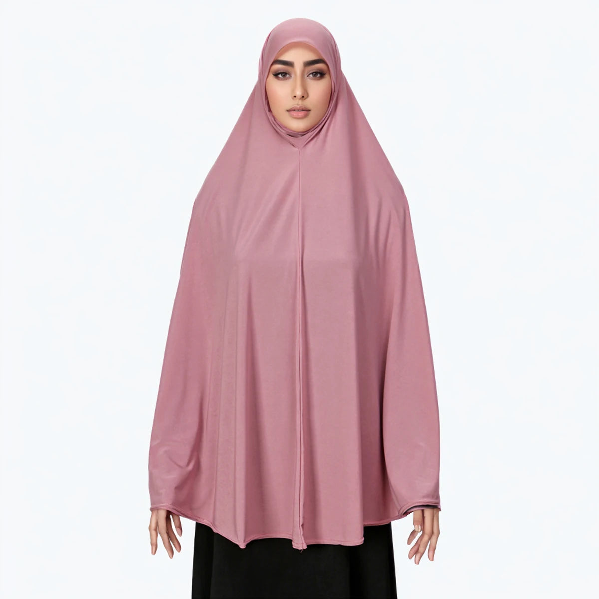 Abaya Femme Couverture Intégrale – Hijab Long Châle Coton Premium, Robe Prière Ramadan Couleur Unie