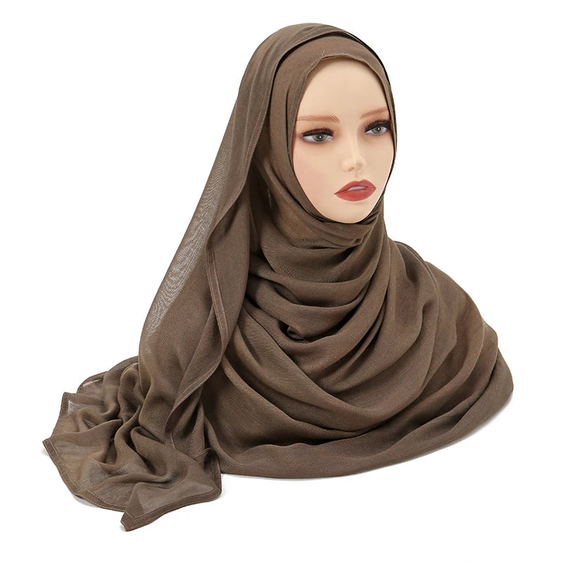 Hijab Modal Coton Rayon – Grand Foulard Islamique Uni Pour Femme 200×85 cm