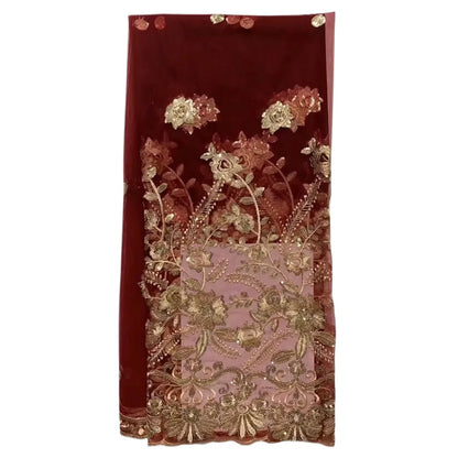 Tissu George Africain Brodé – Dentelle Satin Premium 5+2 Yards