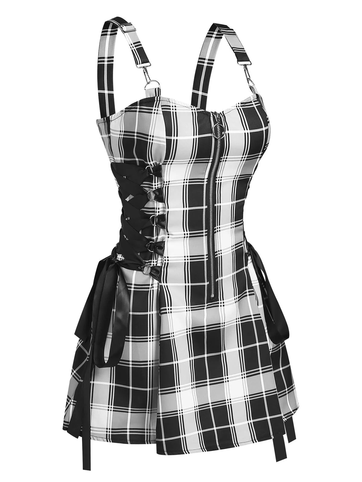 Robe Mini À Carreaux Style Gothic Punk – Sans Bretelles, Taille Haute, Streetwear Y2K Vintage Lolita