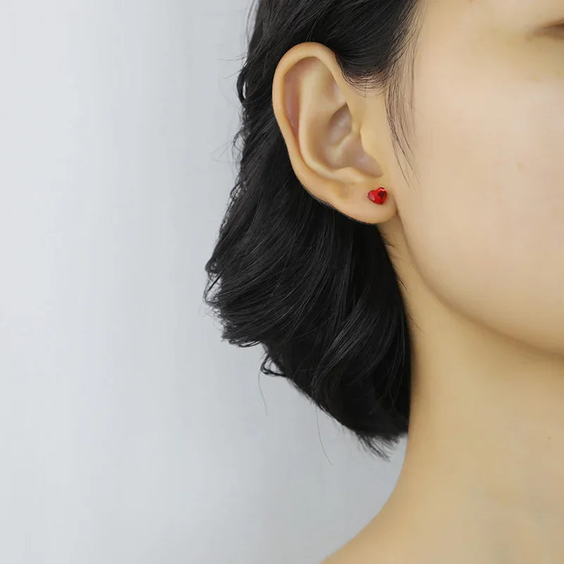 Boucles d'Oreilles Clous Cœur – Argent 925 & Zircon