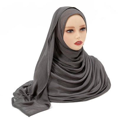 Hijab Modal Coton Rayon – Grand Foulard Islamique Uni Pour Femme 200×85 cm