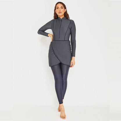Burkini 3 Pièces Manches Longues Hijab – Maillot Modest Sport Islamique