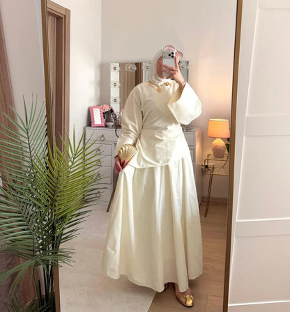 Ensemble Abaya 2 Pièces Femme Musulmane – Tenue Modesté Casual Ramadan Été, Jupe & Top