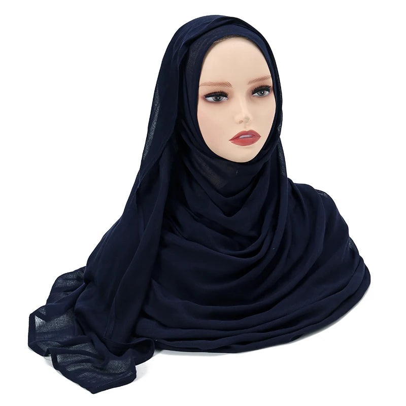 Hijab Modal Coton Rayon – Grand Foulard Islamique Uni Pour Femme 200×85 cm