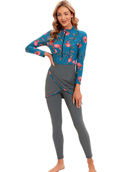 Burkini 3 Pièces Manches Longues Hijab – Maillot Modest Sport Islamique