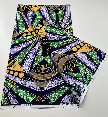 Tissu Wax Africain 100% Coton – Imprimé Authentique, 6 Yards