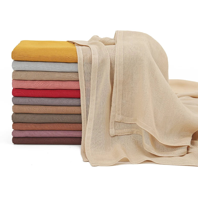 Hijab Modal Coton Rayon – Grand Foulard Islamique Uni Pour Femme 200×85 cm