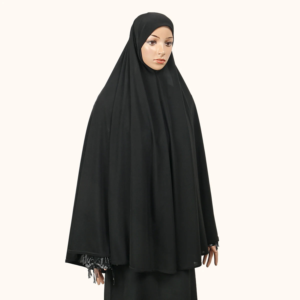 Abaya Femme Couverture Intégrale – Hijab Long Châle Coton Premium, Robe Prière Ramadan Couleur Unie
